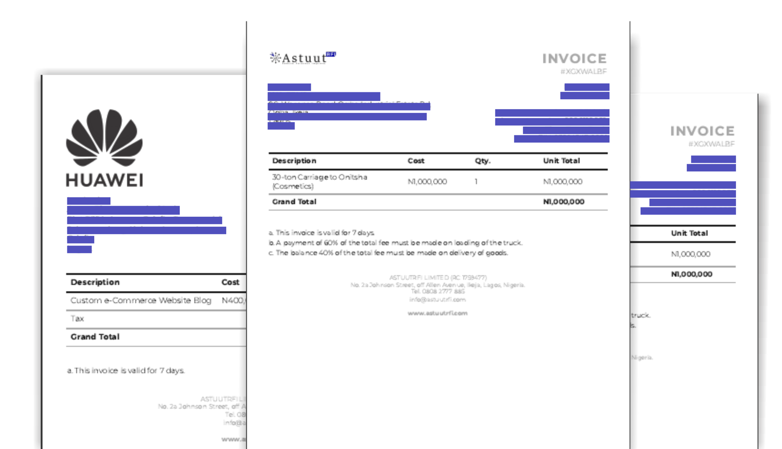 invoices produced by saleslog